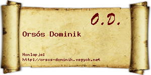 Orsós Dominik névjegykártya